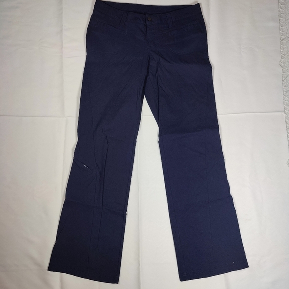 Athleta Stellar Straight Pant Navy Blue Slash Pockets Womens 8 Casual Lightweigh - Picture 1 of 12